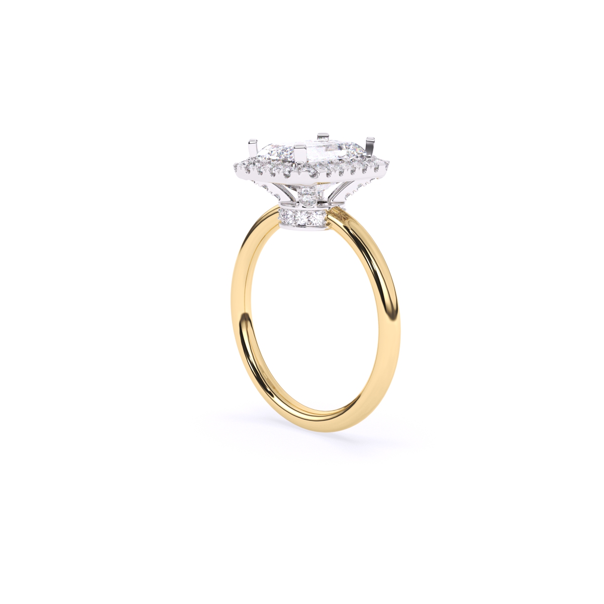 Emerald Halo Solitaire Diamond Ring
